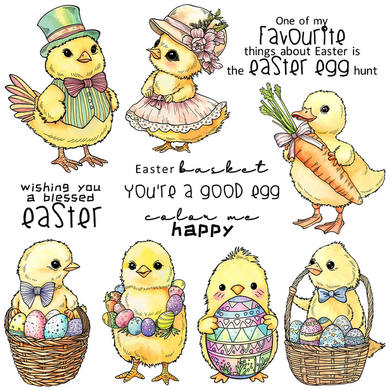 Mangocraft Happy Easter Eggs And Chicken Cutting Dies Clear Stamp DIY Scrapbooking Metal Dies Silicone Stamp For Cards Albums