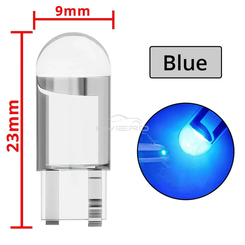 2Pcs Auto Light T10 LED Glass Housing Cob Car BulbAmbient Lighting Reversing Brake Wedge License Plate Lamp Dome Multiple Colors