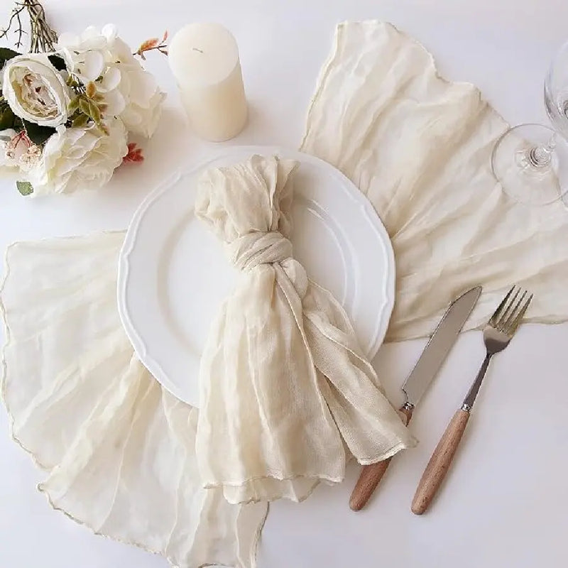 60Pcs 50x50cm Sage Green Napkins Boho Gauze Serving Table Decor Dinner Towel Cocktail For Wedding Thanksgiving Easter Decoration