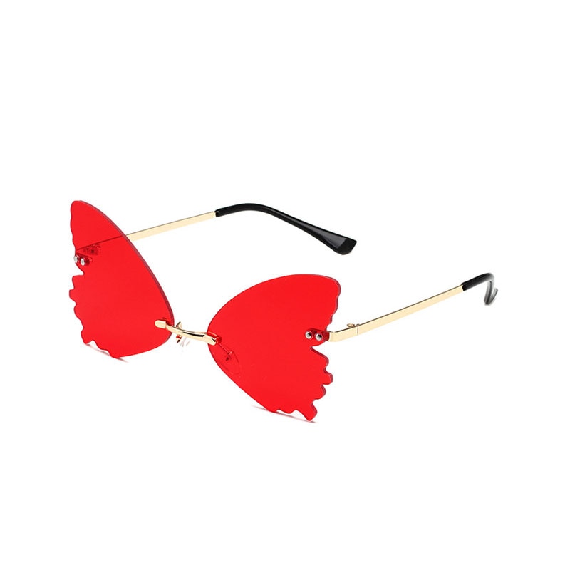 2022 Vintage Dragonfly Wings Sunglasses Fashion Rimless Women Clear Lens Eyewear Men Pink Sun Glasses UV400 Eyewear Female