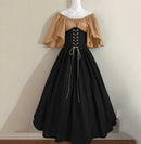 Women Patchwork Medieval Renaissance Dress Halloween Gothic off Shoulder Retro Long Dress