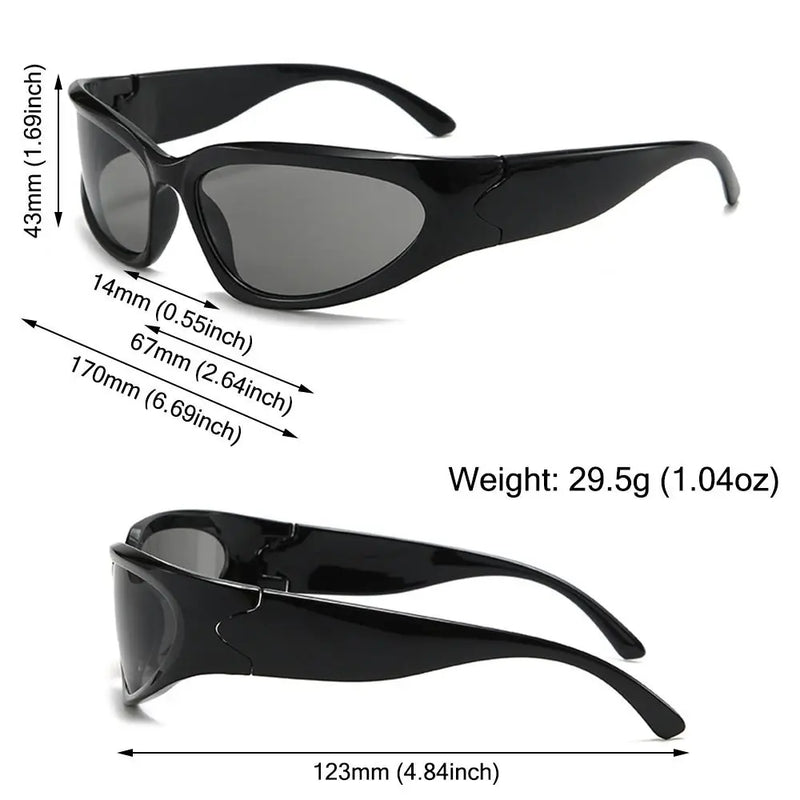 Trendy Y2K Cycling Sunglasses Outdoor Sports Shades Millennium Futuristic Sun Glasses UV Protection Street Shooting Eyewear