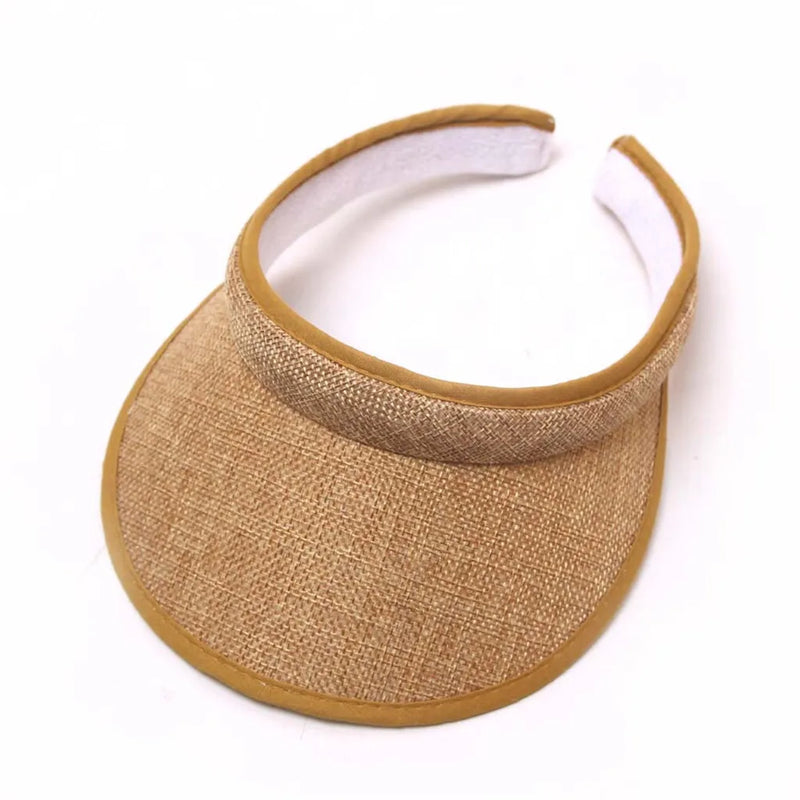 Wide Brim Foldable Beach Hat Portable UV Protection Adjustable Sport Cap Roll-up Summer Casual Straw Cap UV Protective Sun Visor