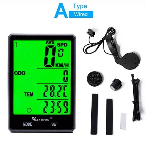 WEST BIKING Bike Computer Multifunction LED Digital Rate MTB Bicycle Speedometer Wireless Cycling Odometer Computer Stopwatch