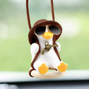 Cute Anime Cowboy Pipe Duck Car Rearview Mirror Pendant Super Cool Revolver Car Decor Pendant Auto Interior Ornament Decoration