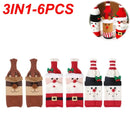 Christmas Wine Bottle Cover Set Santa Claus Snowman Knitted Wool Red Wine Bottle Bags For New Year Xmas Party Dinner Table Decor