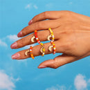 Neue koreanische bunte böhmische kleine Blumenringe Sets handgefertigte Perlen-Fingerringe für Frauen Mädchen Sommer Strand Schmuck Geschenke