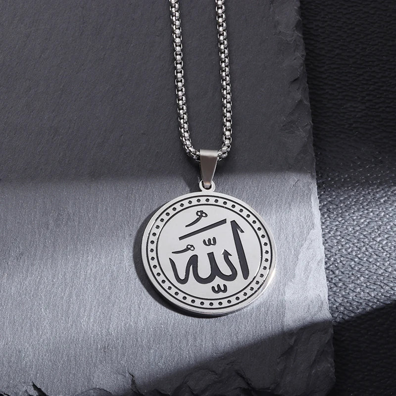 Classic Lucky Arabian God Allah Pendant Stainless Steel Necklace Ladies Islamic Muslim Charm Amulet Jewelry Gift Wholesale