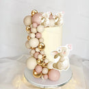 1Set Bunny Cream Gold Balls Cake Toppers Butterfly Rabbit Birthday Cake Decorations Bear Birthday Baby Shower Cupcake Topper