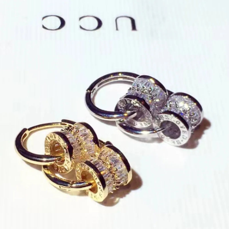 2023 New Designer Earrings Round Super Shiny Zircon Earrings Charming Luxury Women's Jewelry Cute Girl Gift Christmas Gift