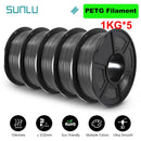 SUNLU 5KG 3D Filament PLA/PLA PLUS/PETG/ABS Filamnet 1.75mm 5Roll 1KG Neatly Wound 3D Printer Filament for 3D Printer