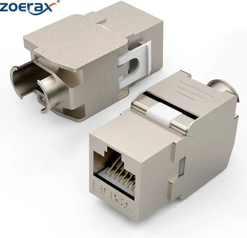 ZoeRax 1pcs RJ45 Shielded cat6A Cat7 Keystone Jack 180 Degree Toolless Zinc-Alloy Housing Keystone Jack