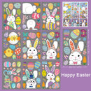 Easter Bunny Window Static Stickers Spring Flowers Living Room Window Glass Stickers Home Decorations Resurrection Day 2025