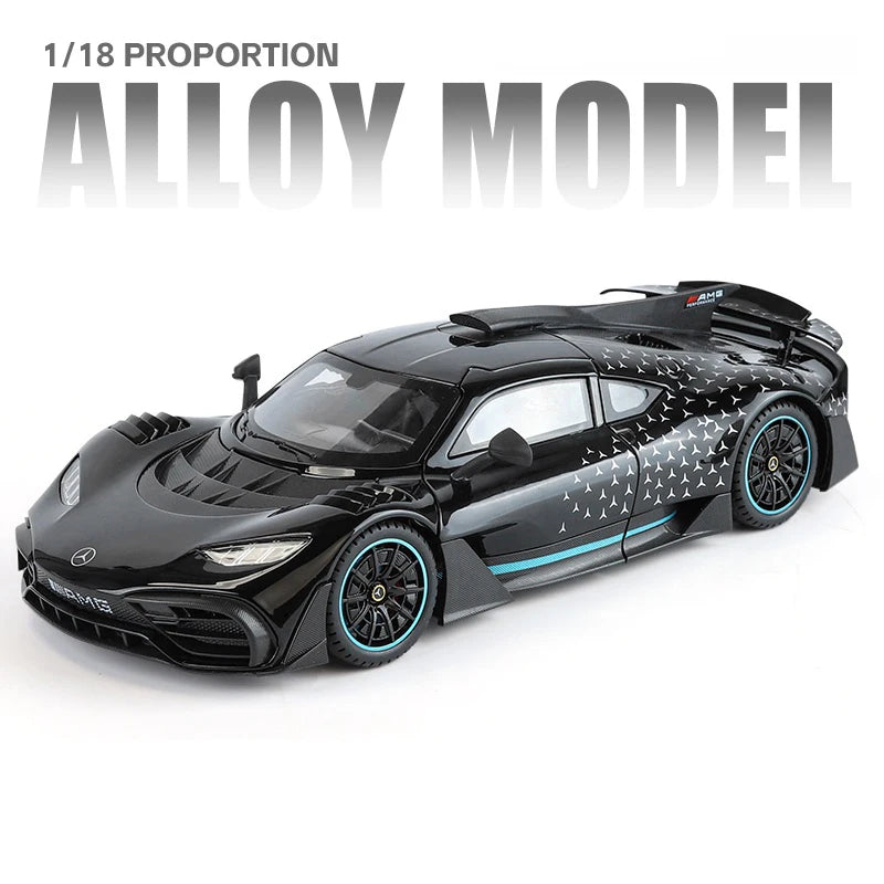 1:18 Benzs One Alloy Sports Car Model Diecasts Metal Concept Racing Vehicles Car Model Sound and Light Simulation Kids Toys Gift