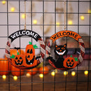 Halloween-Anhänger, gruselige Deko für drinnen und draußen, Halloween-Partydeko aus Holz, Kürbis-Fledermaus-Hängeanhänger, Willkommensgruß
