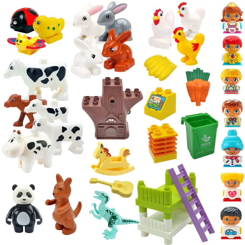 Children's Assembled Model Compatible Big Building Blocks Parts Figure Playground Animal Cooking Educational Toy For Kid Gift