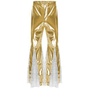 Mens Shiny Metallic 70s Disco Flared Pants Hippie Vintage Hip Hop Carnival Performance Costume Sequins Bell Bottoms Trousers