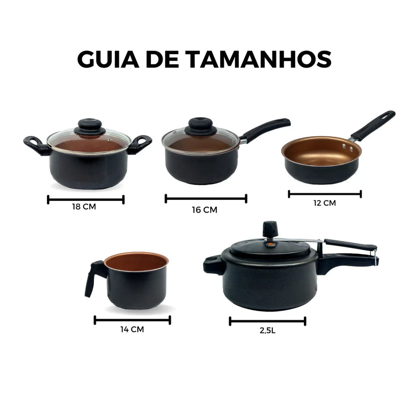 Teflom 8 PCs Rome 2.5L Non-stick Pressure Cooker Set