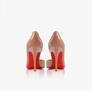 New red toe exposed seam, side empty shallow mouth, sexy professional black patent leather pointed heel high-heeled shoes 33-46
