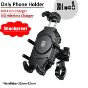 Shookproof Motorcycle Phone Mount Holder & 15W Wireless Charger 30W PD/USB-C Charging Vibration Dampener Anti-Theft Handlebar