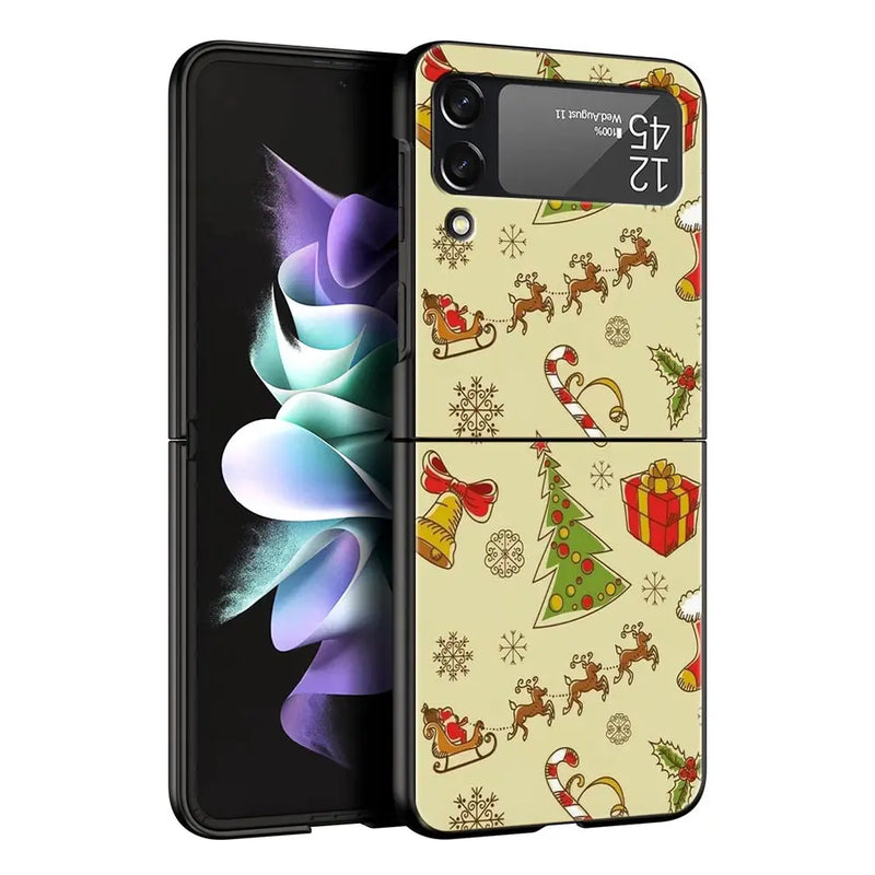 Christmas Santa Claus Z Flip 5 4 Phone Case For Samsung Z Flip 3 Black Hard Shell Galaxy ZFlip3 ZFlip4 Cover Folding Luxury