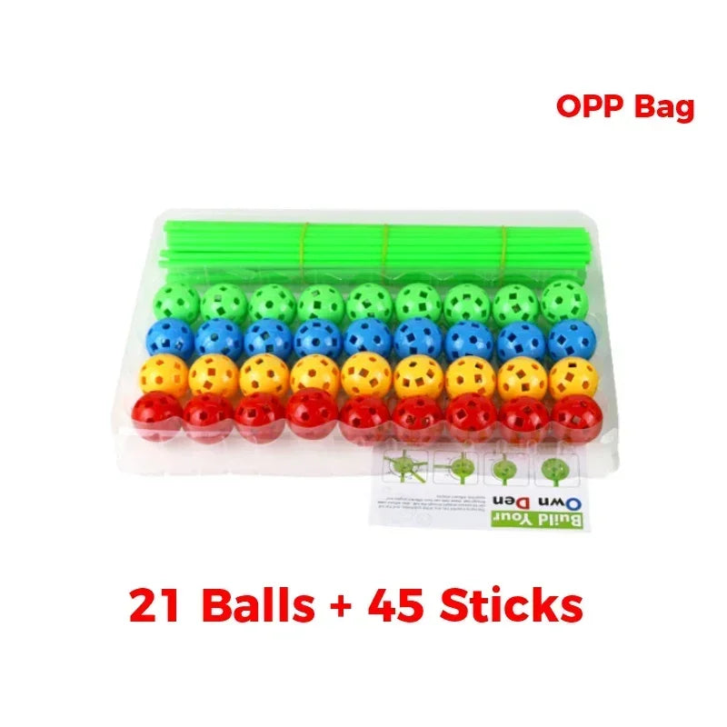 Kids Construction Toys Fort Tent Building Kits DIY 3D Play Tent House Sticks Design Building Tools Assemble Toys Children Gifts