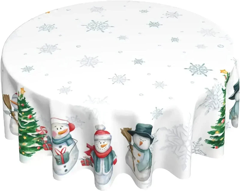 Christmas Table Cloth Red Round Christmas Tablecloth 60 Inch Washable Reusable Winter Snowflake Tablecloth for Holiday Party