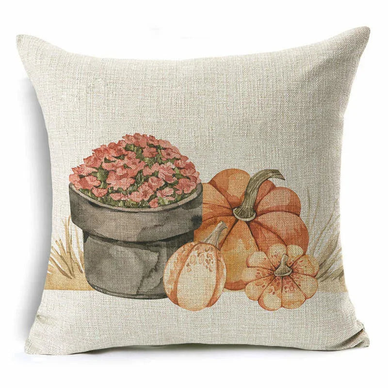Thanksgiving Pumpkin Plant Pillowcases Linen Decor Throw Cushion Cover For Car Sofa Pillowcase Outdoor Garden Home Decoration