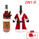 Christmas Wine Bottle Cover Set Santa Claus Snowman Knitted Wool Red Wine Bottle Bags For New Year Xmas Party Dinner Table Decor