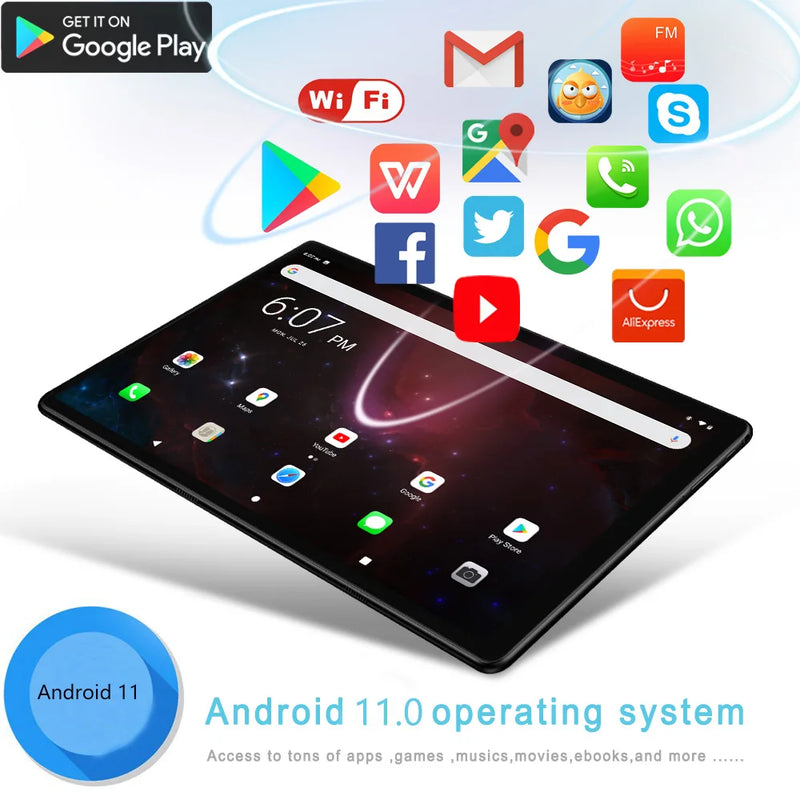 New Global Version Tablets 10.1 Inch Octa Core 4GB RAM 64GB ROM Dual SIM Dual Cameras 3G Phone Call Google Play WiFi Tablet PC