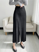 YUDX Women Pleated Solid Color Ankle-length Pants Elastic Waist Wide Leg Straight Female Trsouser Loose 2026 Summer