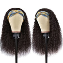 Curly Brazilian Human Hair Headband Wig Kinky Curly Machine Made Wigs For Black Women 180% Density Wigs With Head Band