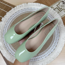 Lady Simple Plain Big Square Toe Flats Patent Leather Mirror Dough Shoes Green White 48 47 48 45 29cm Slip-on New Arrivals 2024