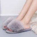 Winter Neue Haus Damen Pelzige Hausschuhe Warme Kunstfell Flache Schlafzimmer Damen Schuhe Slip-on Indoor Slides Damen Fellhausschuhe