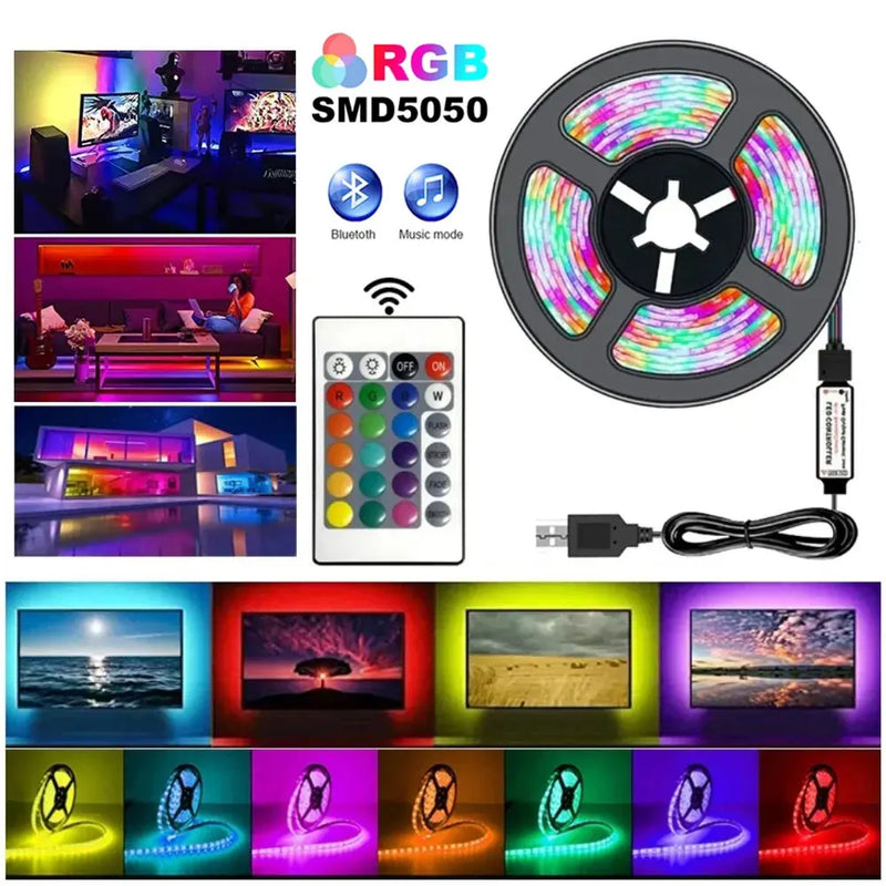 SMD5050 USB RGB LED Strip Lights APP Control Color Changing Lights with Bluetooth Wifi Remote for Room Decoration TV Backlight