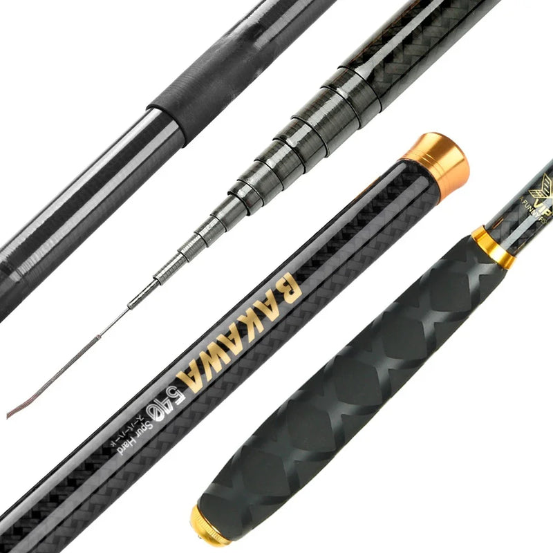 BAKAWA Telescopic Fishing Rod Carbon Fiber Fiber Ultralight 2.7M 3.6M 4.5M 5.4M 6.3M 7.2M Stream Feeder Pole Freshwater Tackle