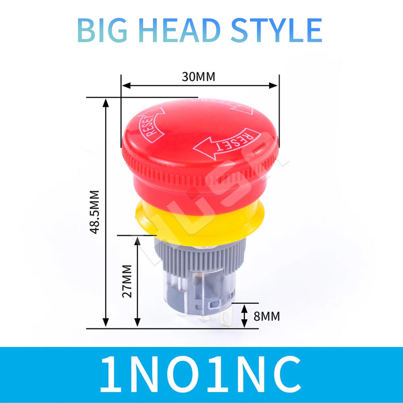 16mm22mm Ultra Short Style emergency stop button switch waterproof mushroom head Rotation reset Anti-slip with lights