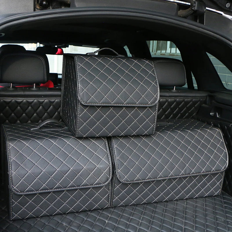 Car Trunk Organizer Box 40cm Auto Multiuse Tools Storage Bag Stowing Tidying Leather Folding For Emergency Storage Box