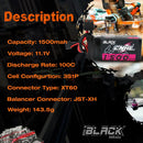 2 Stück CNHL 3S 11,1V Lipo-Akku 1100mAh 1300mAh 1500mAh 100C mit XT60 T-Stecker für FPV Flugzeug Hubschrauber Drohne Quadrocopter Hobby