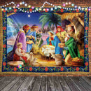 Christmas Tapestry Jesus Birth Manger Barn Wall Hanging Angel Easter Wall Decor Christ Tapestries Nativity Scene Room Decoration