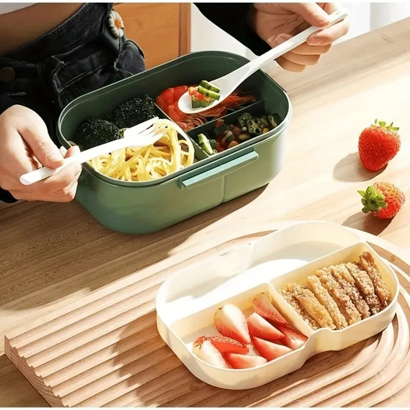 Cute Lunch Box Double Layered with Spoon & Fork Leakproof Eco-Friendly and Food-Safe Materials Lunch Box with Handle for Kids