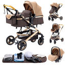 Newest Baby Stroller 3 in 1 Lightweight High Landscape Baby Carriage Aluminum Frame Travel System with Car Seat Pram for Newborn