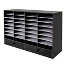 Adjustable Literature Organizer, 32 Compartment with 2 Drawers, Black, Durable, Removable Shelves Stackable Home, Office
