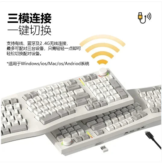 FEKER Alice98 Mechanical Keyboard Alice 3 Mode Bluetooth Wireless Keyboards Ergonomics RGB Custom Hot-Swap Gaming Office Keyboad