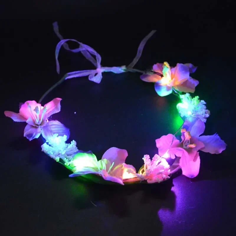 Princess Girl Butterfly Light Fairy Tutu LED Skirt Glow Flower Headband Birthday Gift Fancy Party Christmas Halloween Festival