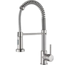 Brushed Nickel/Black Kitchen Faucet Single Handle High Arc Pull down Spray Sink Faucet with Lever Handle in Stainless Steelk