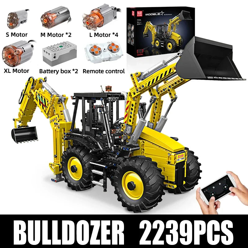 Mould King 17036 Technical Car Toys The MOC-86258 Backhoe Loader Model Assembly Engineering Building Block Kids Christmas Gift