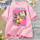 Watercolor Lemons T-Shirt Limone Lemon Blossoms T Shirt Trendy Citrus Fruit Tee Cute Summer Cotton Short Sleeve Graphic T Shirts