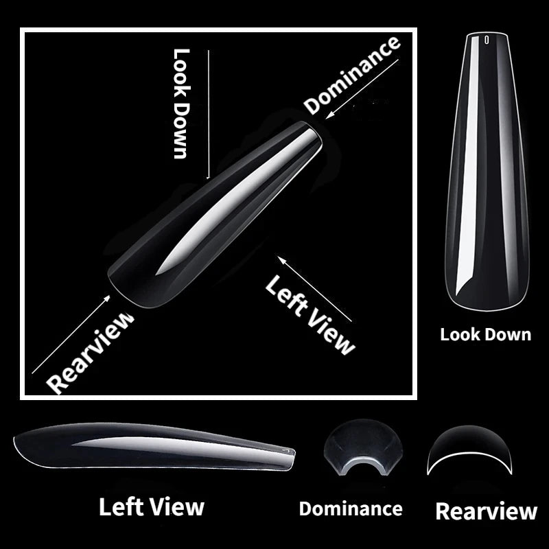 240pc/box False Nails Super Long Ballerina Nails Press On Nail Full Cover Matte Gel Tips Nail Art XXL American Capsule Fake Tips