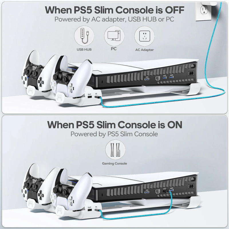OIVO for PS5 Slim Console Horizontal Cooling Stand PS5 Slim Controller Charger for Playstation 5 Slim Disc & Digital Editions